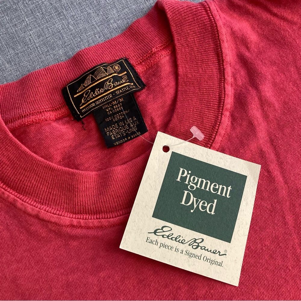 Vintage Eddie Bauer T Shirt Red Medium Made in USA